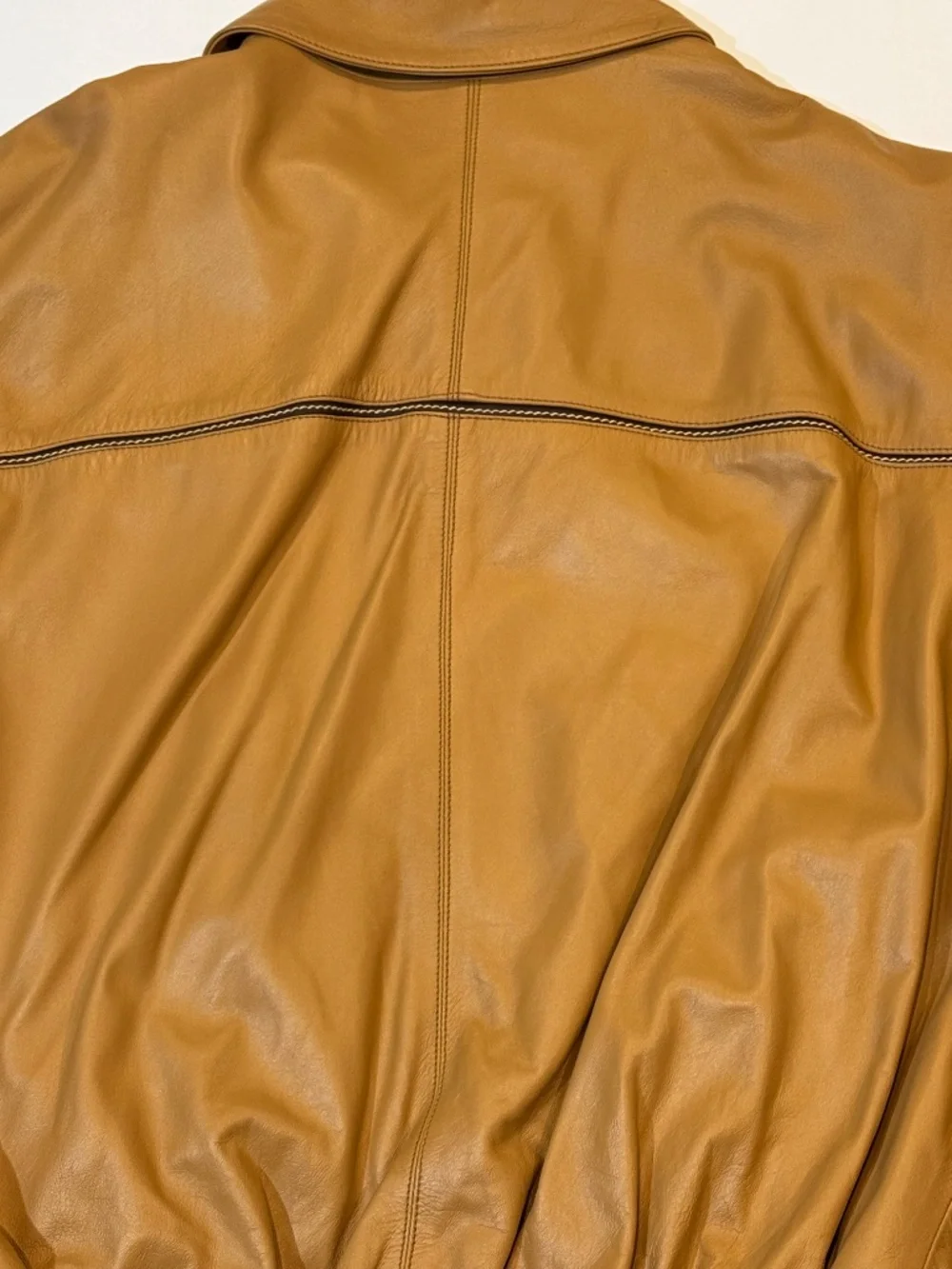 Vintage Munper Leather Jacket Mens Bomber Tan Lambskin Made In Spain 11311